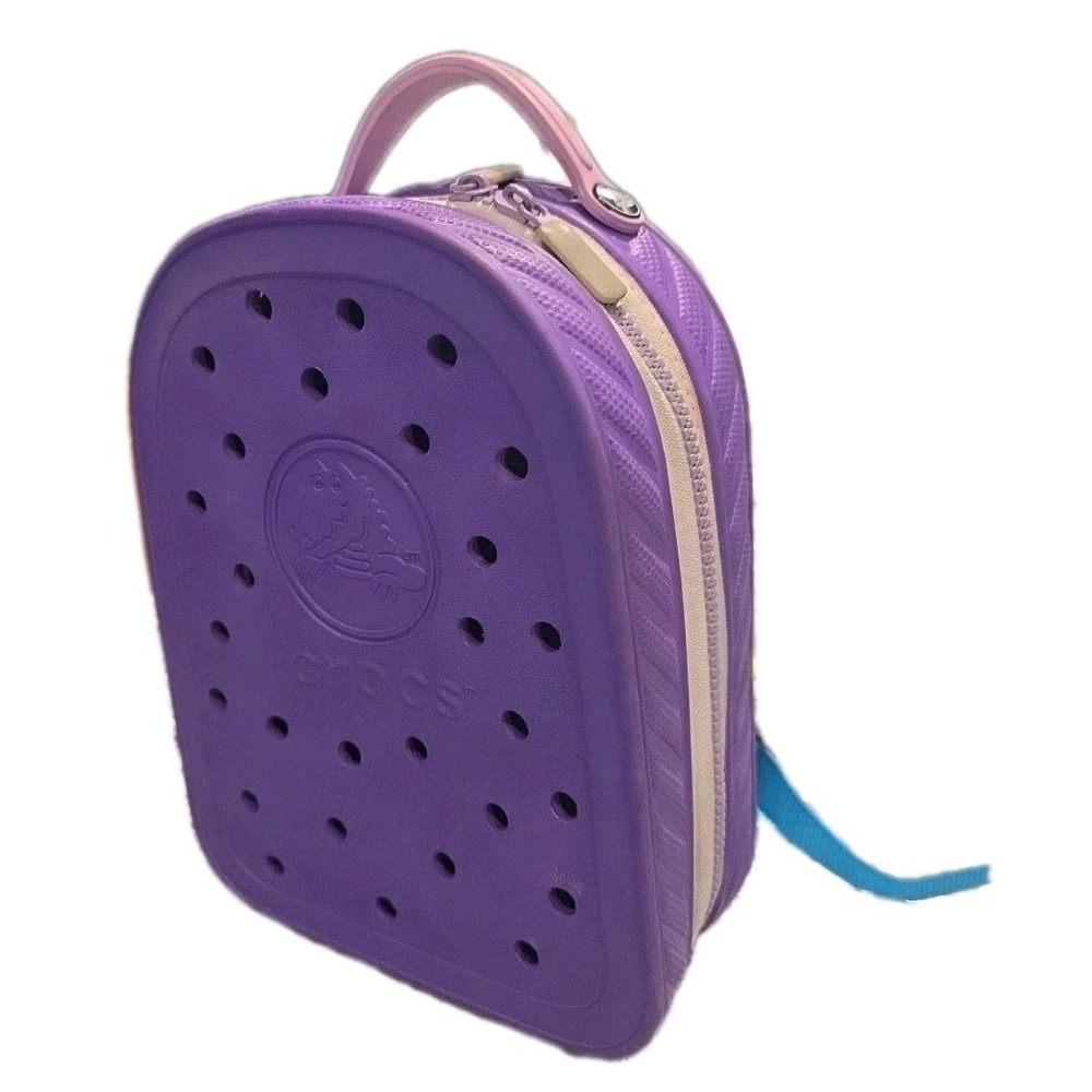 Crocs Mini Backpack Light Purple White Zipper Kids Book Bag Lavender Lilac